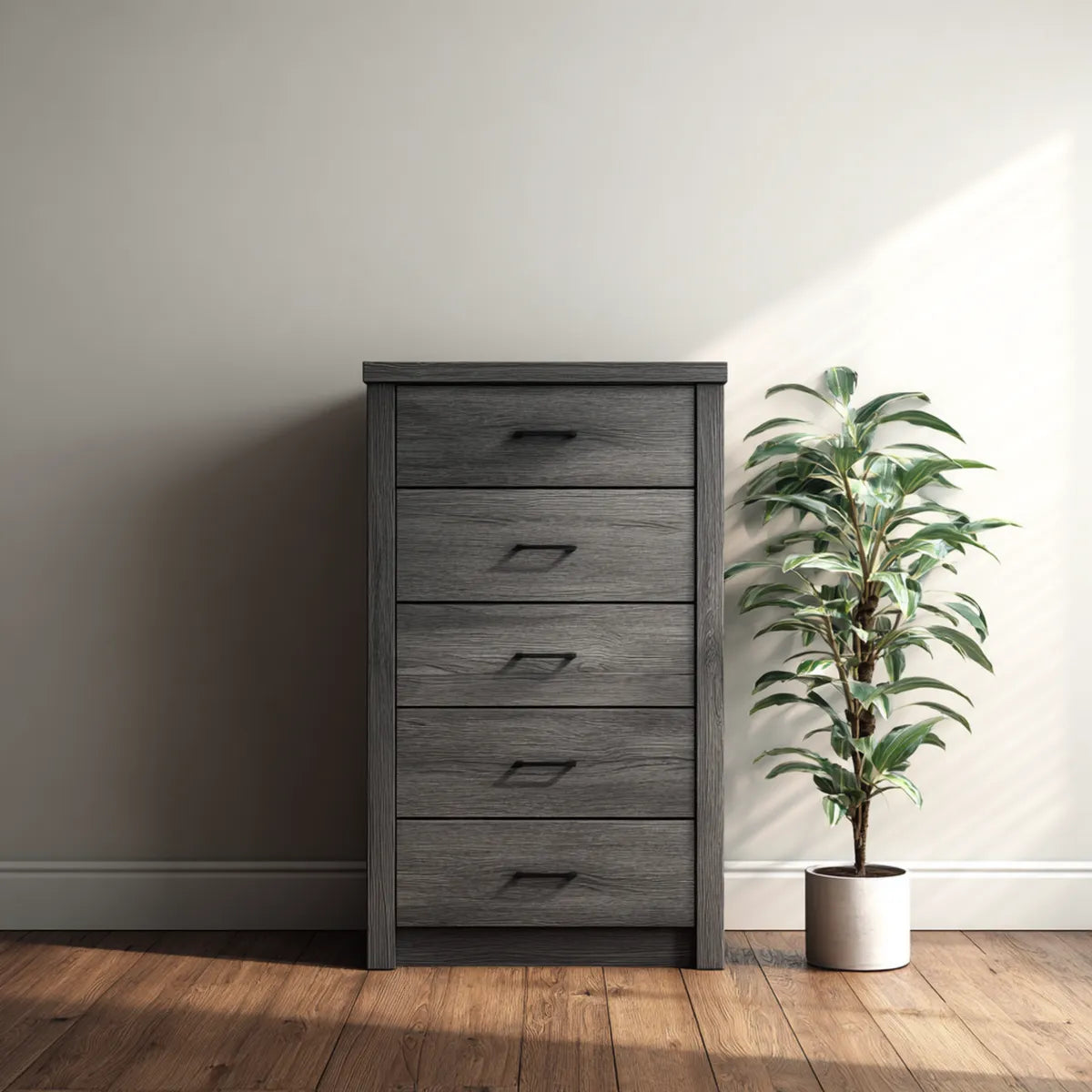 Komoda, Prostokątna laminowana szuflada z antracytem MDF 80 x 40 x 120 cm