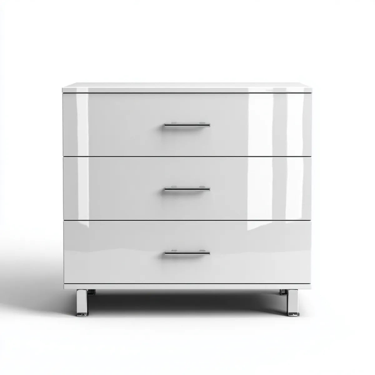 Komoda, 3 szuflady połysk biały 80 x 40 x 75 cm prostokątna MDF