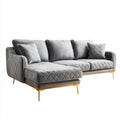 Sofa, 3-osobowa wiórowy szary sofa w poliestrze pilotowana pióro, złoto wiórowe metalowe paski, 260 x 165 x 85 cm