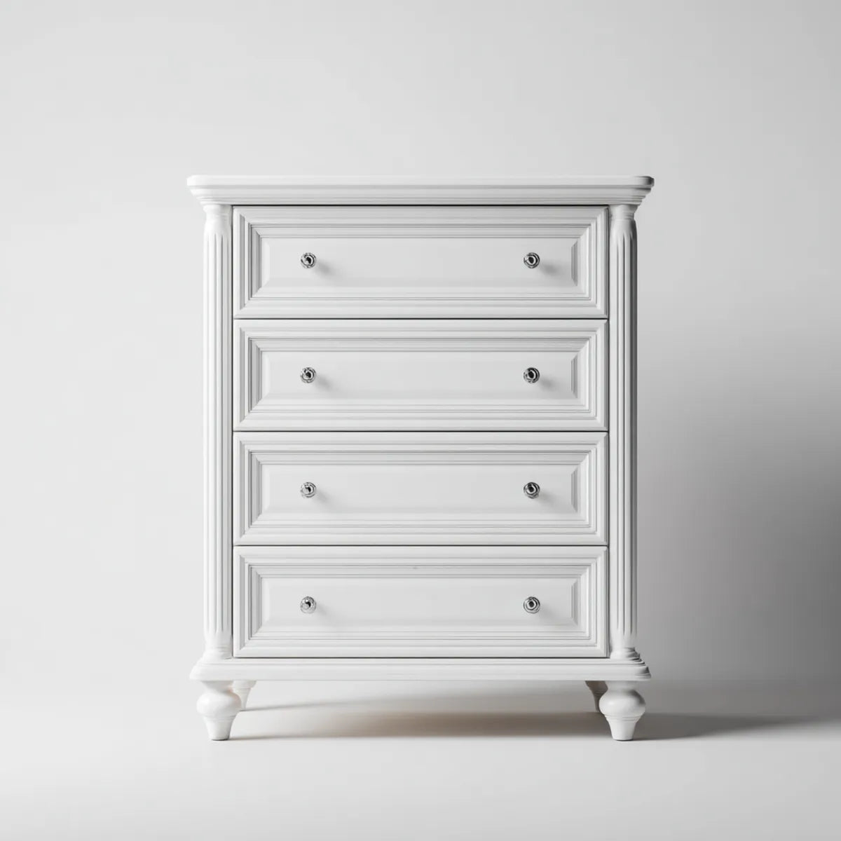 Komoda, 4 szuflady biały MDF i drewno lite 100 x 45 x 120 cm