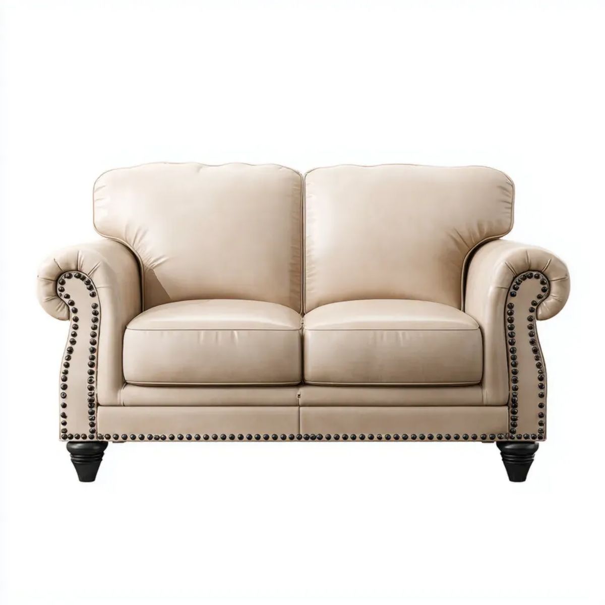 Sofa, PU syntetyczna skóra 2-osobowa sofa z czarnym nóżki, 152 x 91 x 91 cm