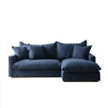 Sofa, 3-osobowa sofa w niebieskim poliestrze z szezlongiem, 260 x 165 x 85 cm