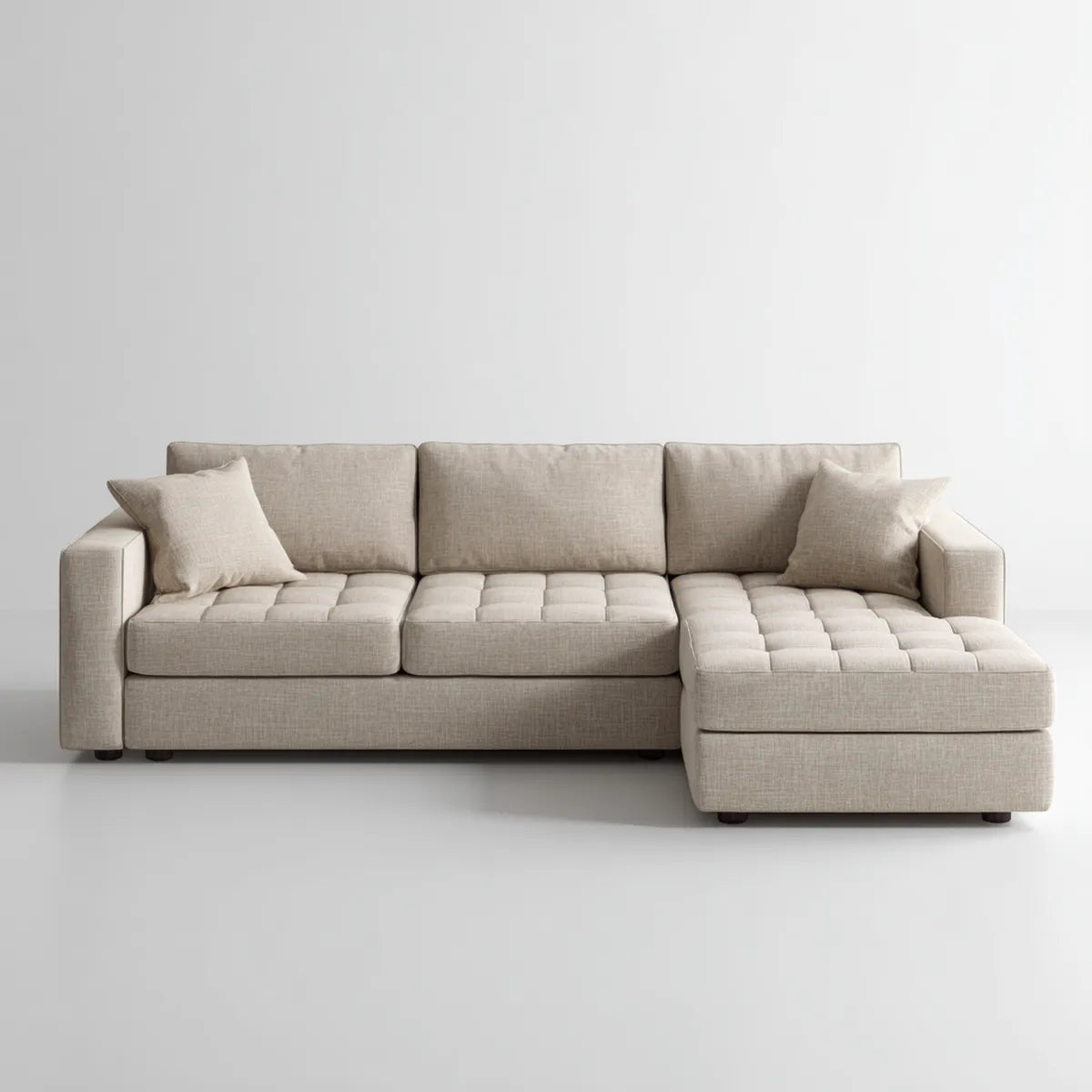 Sofa, Kanapa narożna z powrotem z prawej beżowej 270 x 160 x 85 cm poliestrowego kształtu L