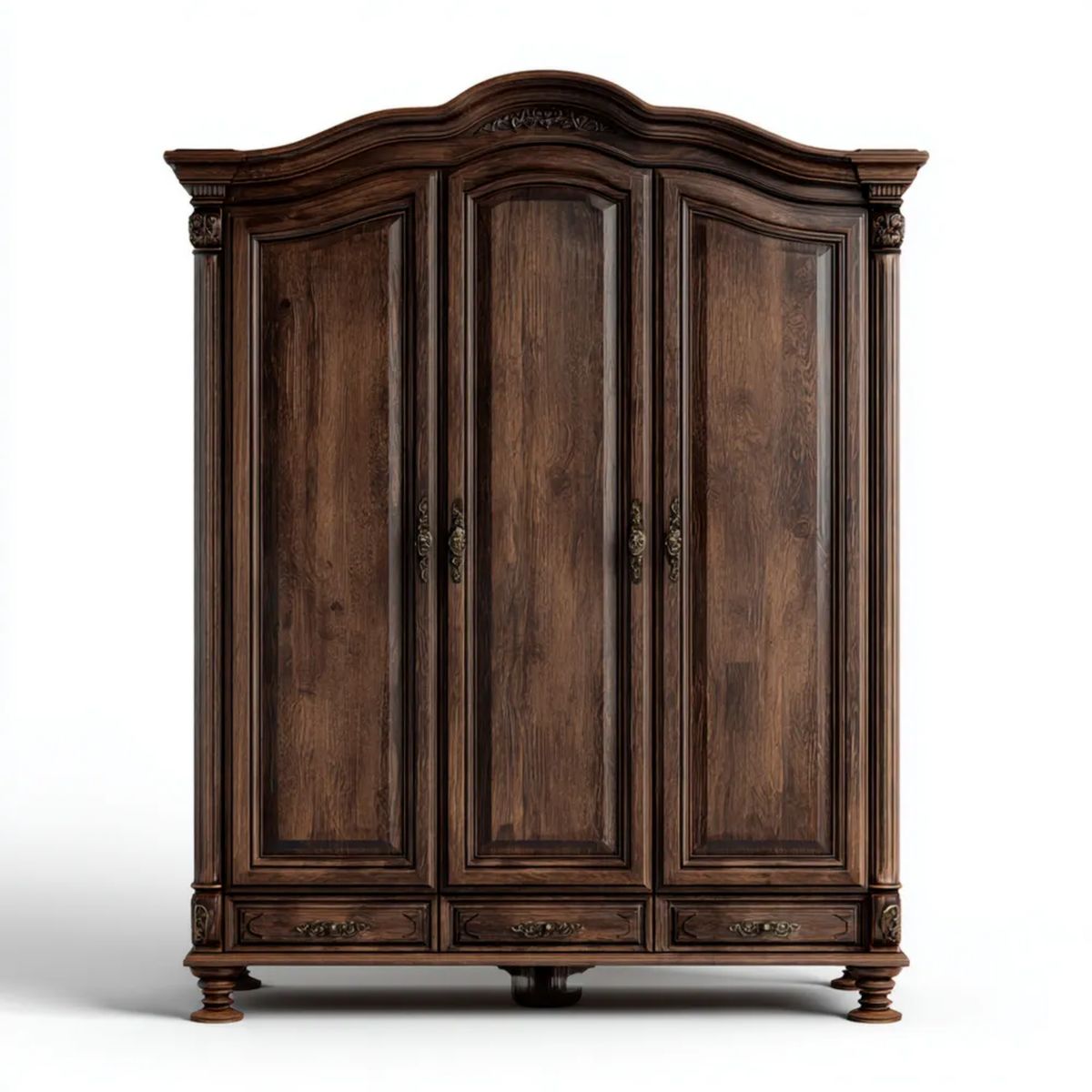 Szafa, 3 drzwi i 3 szuflady w szafce MDF w kolorze murawy, ciemnobrązowy, 180 x 60 x 220 cm