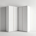 Szafa, 4 Białe drzwi narożna szafa z płyty wiórowej, 200 × 200 × 60 × 220 cm