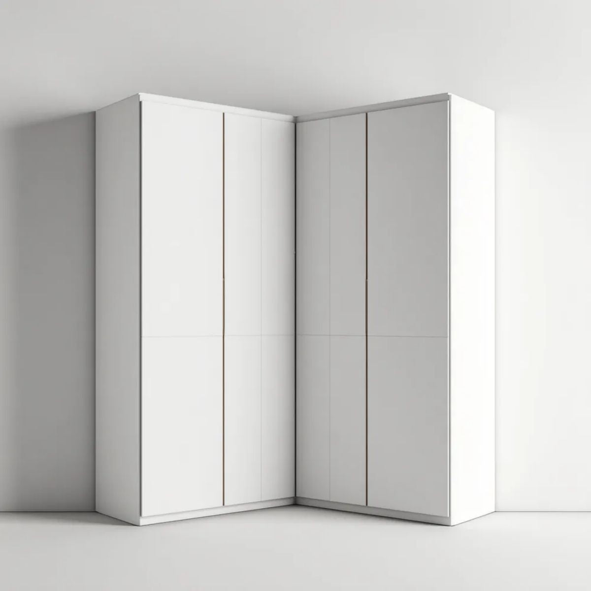 Szafa, 4 Białe drzwi narożna szafa z płyty wiórowej, 200 × 200 × 60 × 220 cm