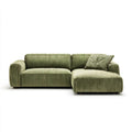 Sofa z wyprostowaną w prawo narożnik 3 fotele w wytłoczonym zielonym oliwie brukselskim betonowym velvet, 240 x 160 x 85 cm