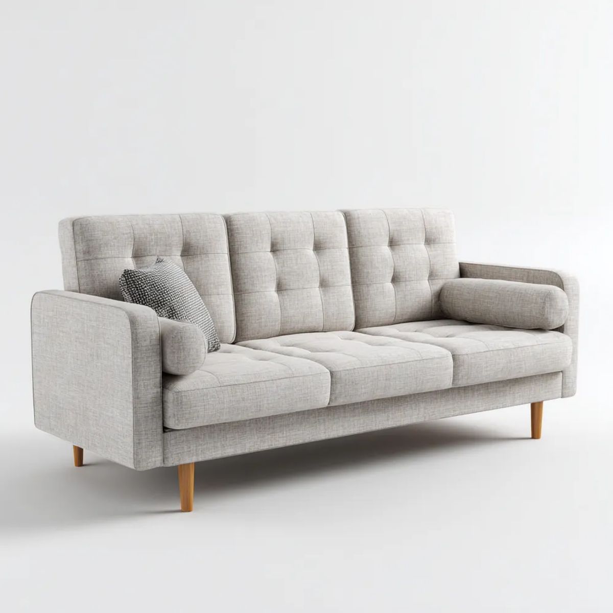 Sofa, 3-osobowa w sofie w kolorze jasnoszarym poliester, 210 x 88 x 86 cm