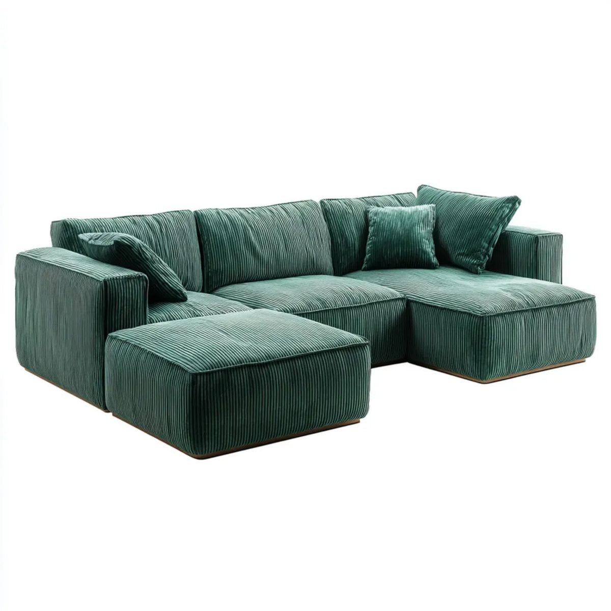 Sofa, Panoramiczna sofa 4 fotele w U Piregreen fir w Pirenerze pisembelvet, 280 x 170 x 85 cm