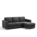 Sofa, Odwracalna sofa z 3-osobowa w poliestrowym antracycie szarym 220 x 145 x 85 cm