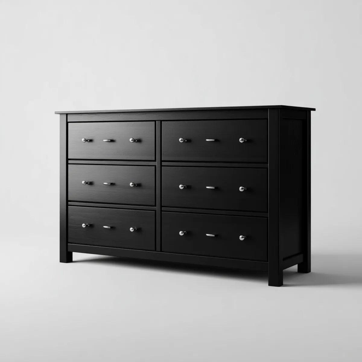 Komoda, 6 szuflad czarny 140 x 45 x 90 cm prostokątna MDF