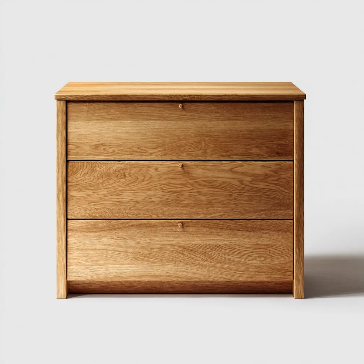 Komoda, 3 szuflady z dębu naturalnego 90 x 45 x 85 cm prostokątna