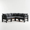 Sofa ogrodowa, Taras narożna kanapa zestaw czarny 245 x 245 x 78 cm z litego drewna acacia z poliestrową poduszką kształt L