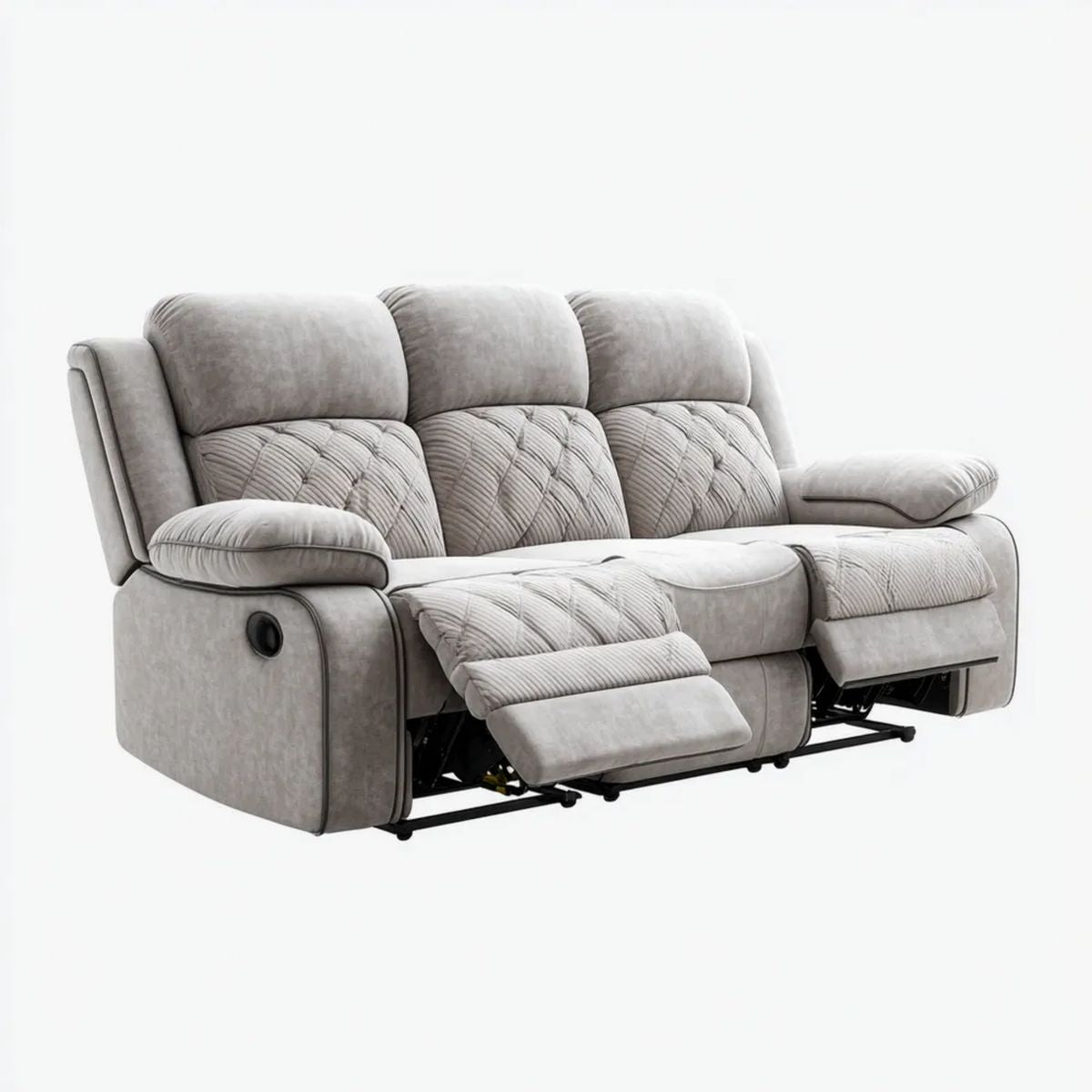Sofa, 3-osobowa w kolorze prostym relaks sofa w kolorze jasnoszarym w poliestrowym mikrofibrze 210 x 95 x 105 cm