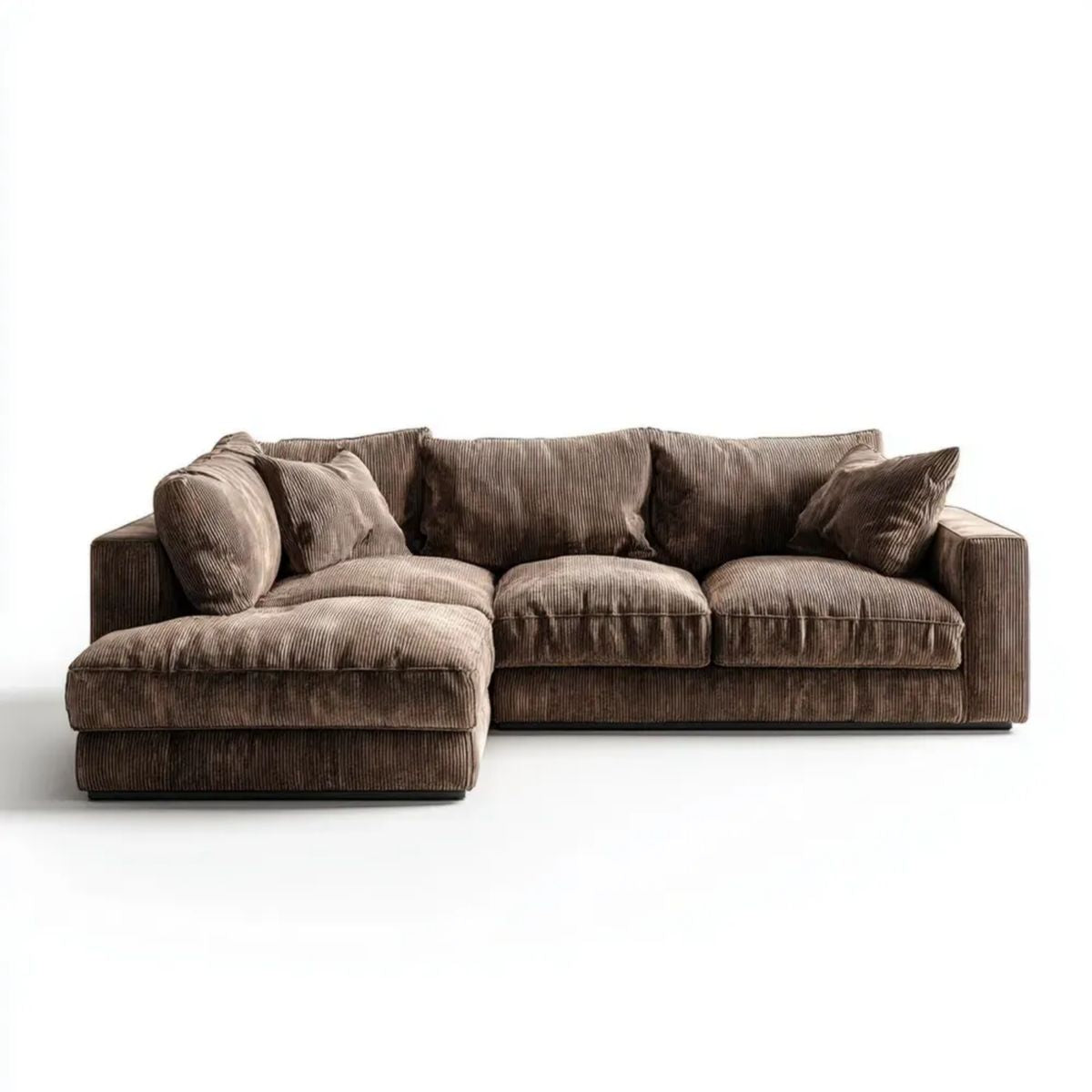 Sofa, 3 brązowe, nawijane, betonowe sofa z cebulką, w kształcie litery L, 280 x 165 x 85 cm