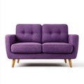 Sofa, Plastikowe, proste sofa 2 fioletowo-poliestrowe fotele z litymi drewnianymi nóżkami, 150 x 80 x 83 cm