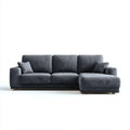 Sofa, 3 fotela w tekturowej tkaniny z szezlongiem i antracytem i czarne nóżki 280 x 165 x 85 cm