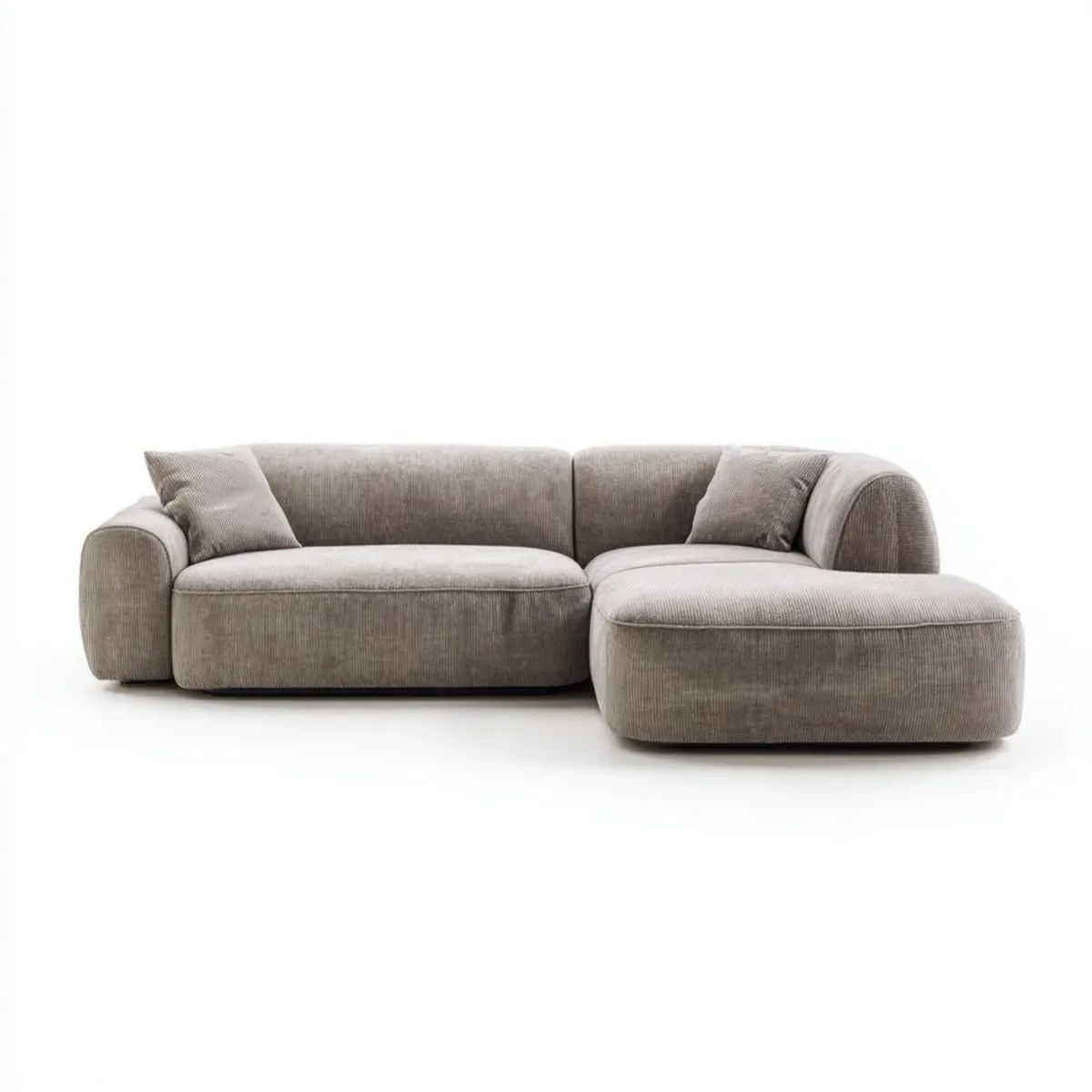 Sofa, Rocznik rogówki sofa z szezlongiem taupe prosto w poliestrze betonowana betonowa 280 x 160 x 75 cm