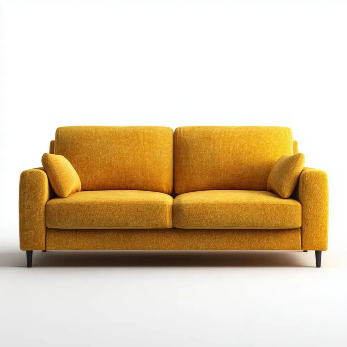Sofa, 2-osobowa poliester fioletowo-żółty musztardowy sofa z filesteel firelelegs, 160 x 85 x 82 cm