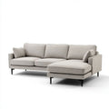 Sofa, 3-osobowa poliestrowy beżowy sofa z prostokątnym kątem 260 x 160 x 85 cm