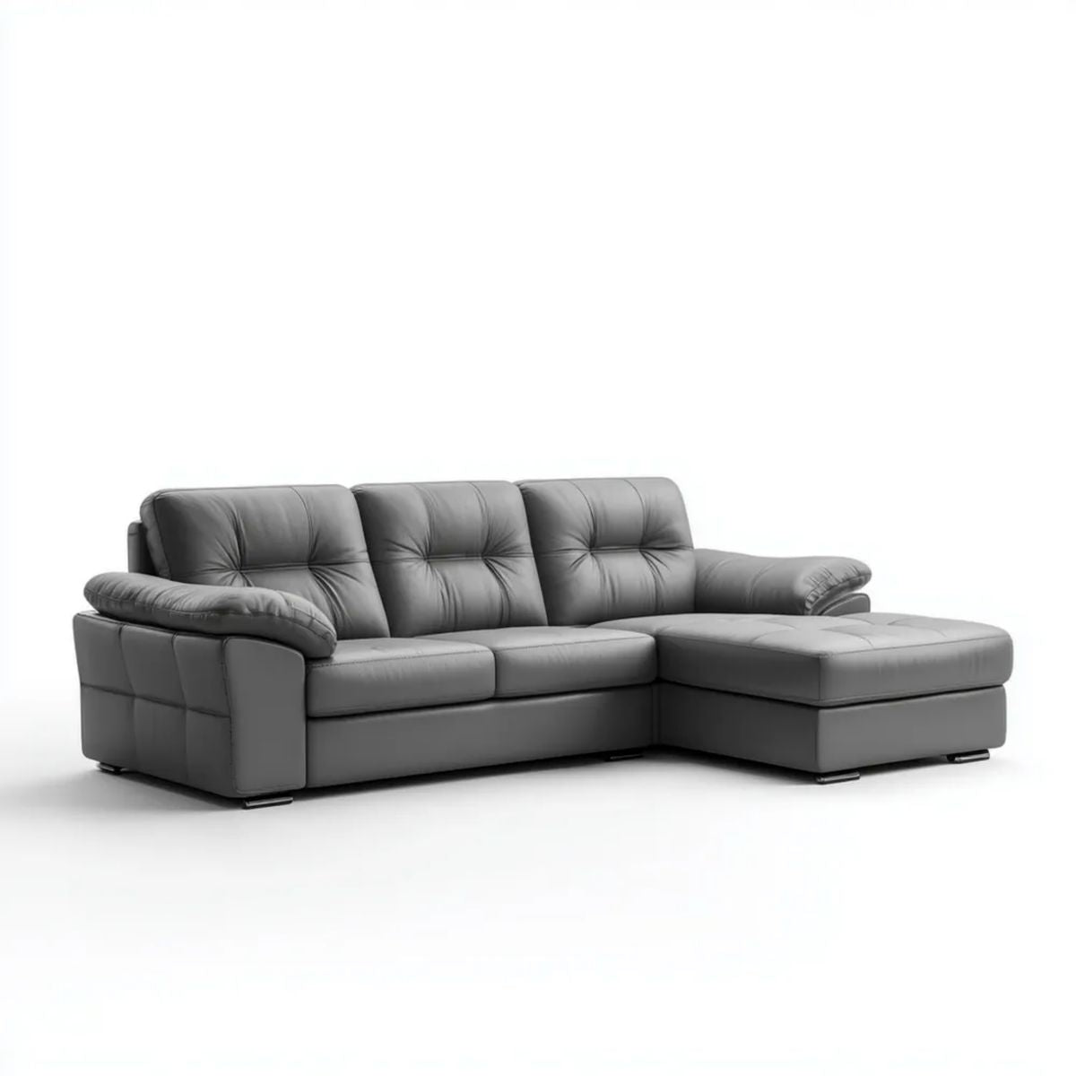 Sofa, 3-osobowa sofa ze skóry syntetycznej z szezlongiem, 270 x 160 x 88 cm