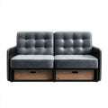 Sofa, 2-osobowa sofa z przezroczystego, ciemnoszarego, skórzanego tworzywa sztucznego, 150 x 78 x 85 cm
