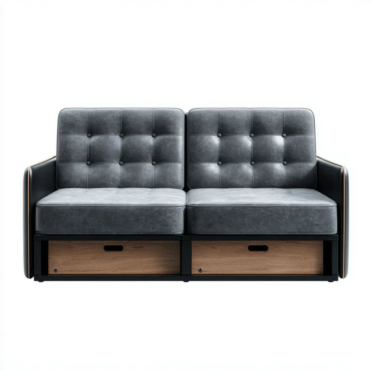 Sofa, 2-osobowa sofa z przezroczystego, ciemnoszarego, skórzanego tworzywa sztucznego, 150 x 78 x 85 cm