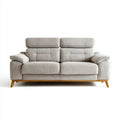 Sofa, 2 litrowe, szare poliestrowe, płaskie, sofa z drewnianymi nogami, 180 x 90 x 100 cm