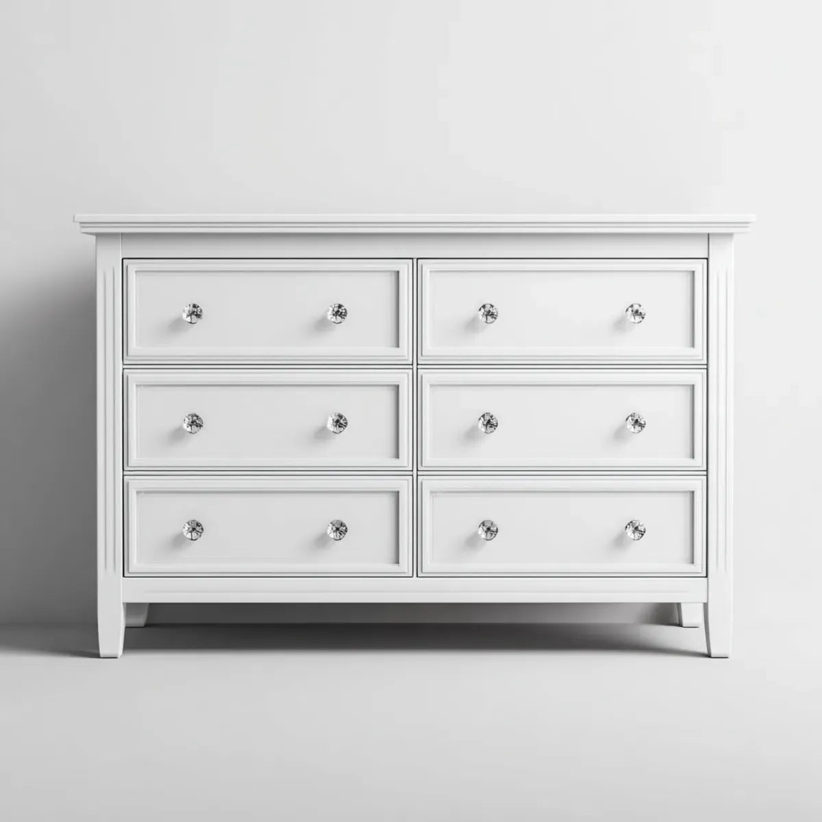 Komoda, 6 szuflady biały prostokątna MDF szuflada 140 x 45 x 90 cm