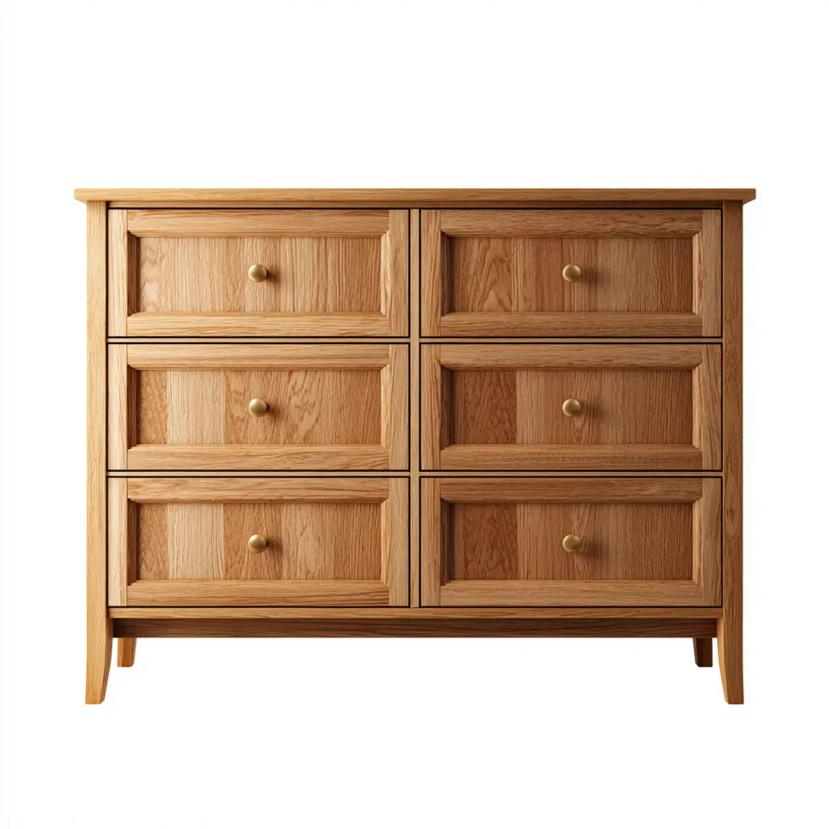 Komoda, 6 szuflady dąb naturalny 140 x 45 x 100 cm w prostokątnym dębie litym