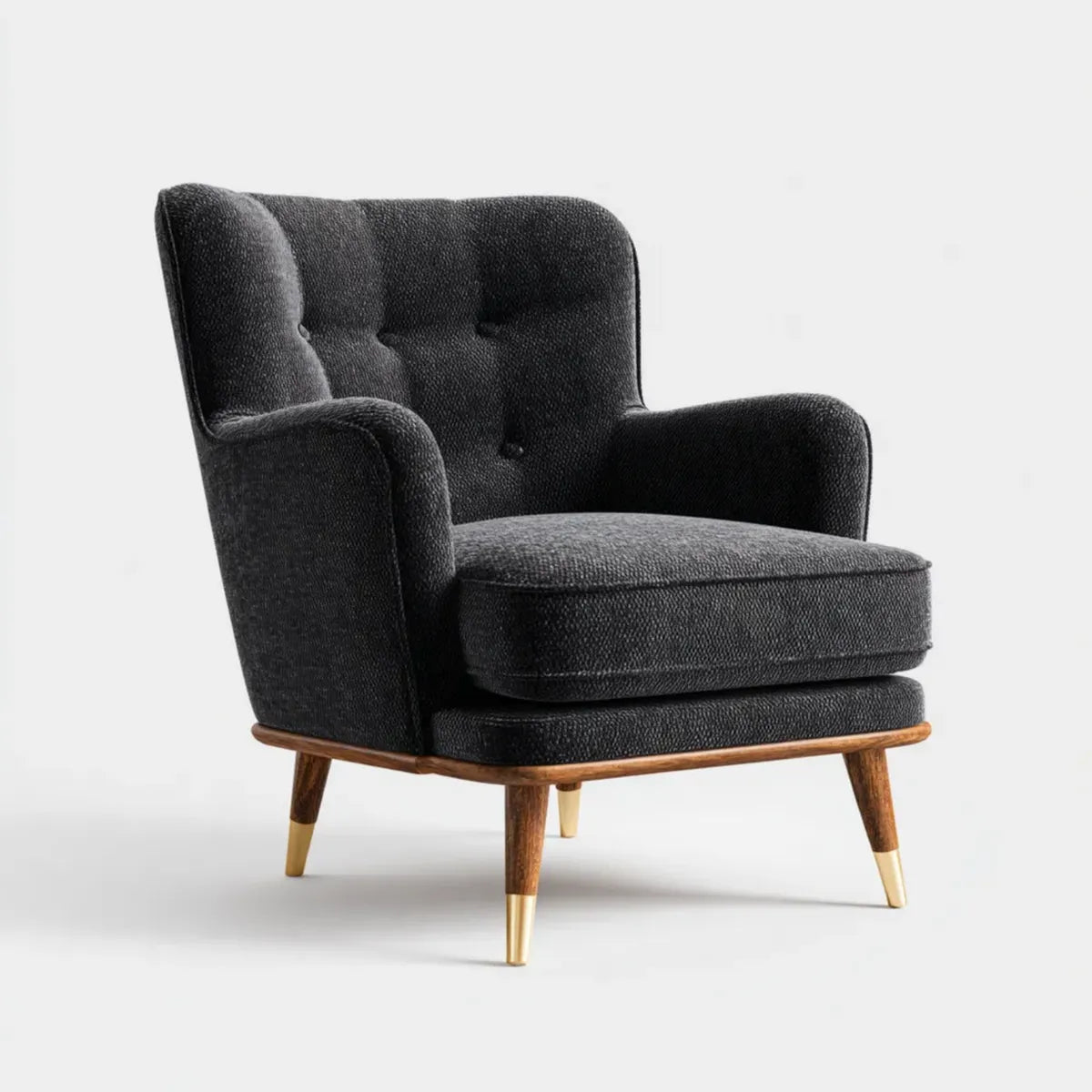 Fotel, Krzesło saloniku czarne 76 x 82 x 92 cm poliester i hevea lite formy owijania