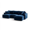 Sofa, Plaski narożnik sofa 4 willa noc błękitny wilk krzesełka z dwoma szezlongiem, 300 x 170 x 85 cm
