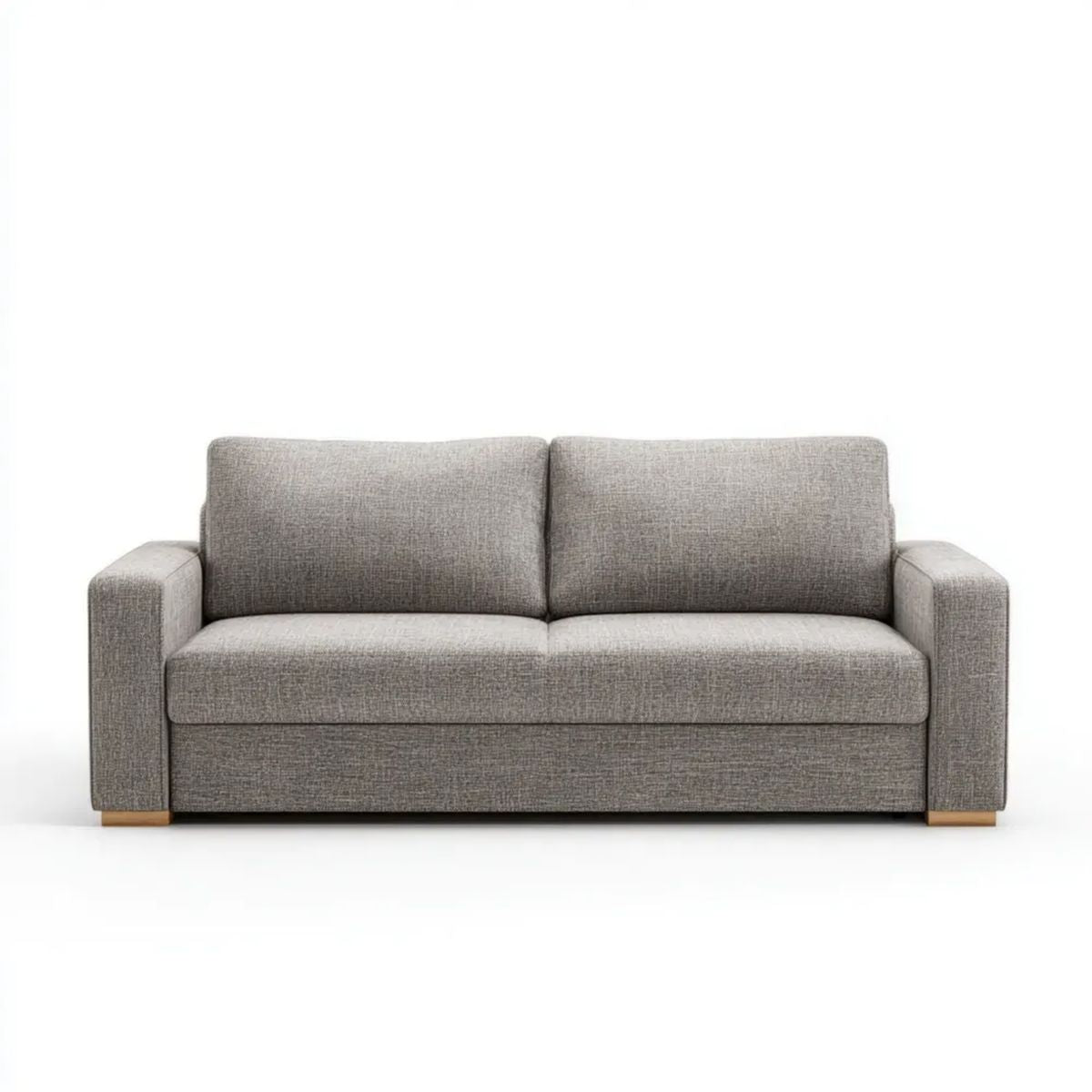 Sofa, Szara sofa z drewnianymi nóżkami, 2 fotele, 160 x 85 x 82 cm