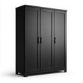 Szafa, Deska sypialna 3 czarne drzwi w panelach MDF, 120 x 50 x 190 cm