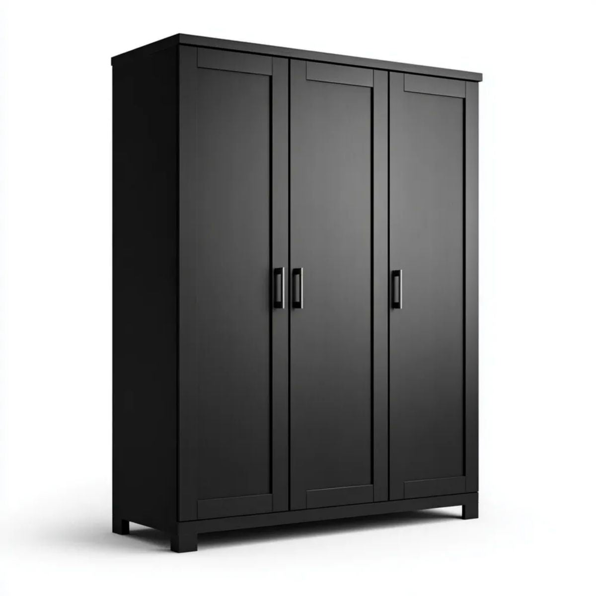 Szafa, Deska sypialna 3 czarne drzwi w panelach MDF, 120 x 50 x 190 cm