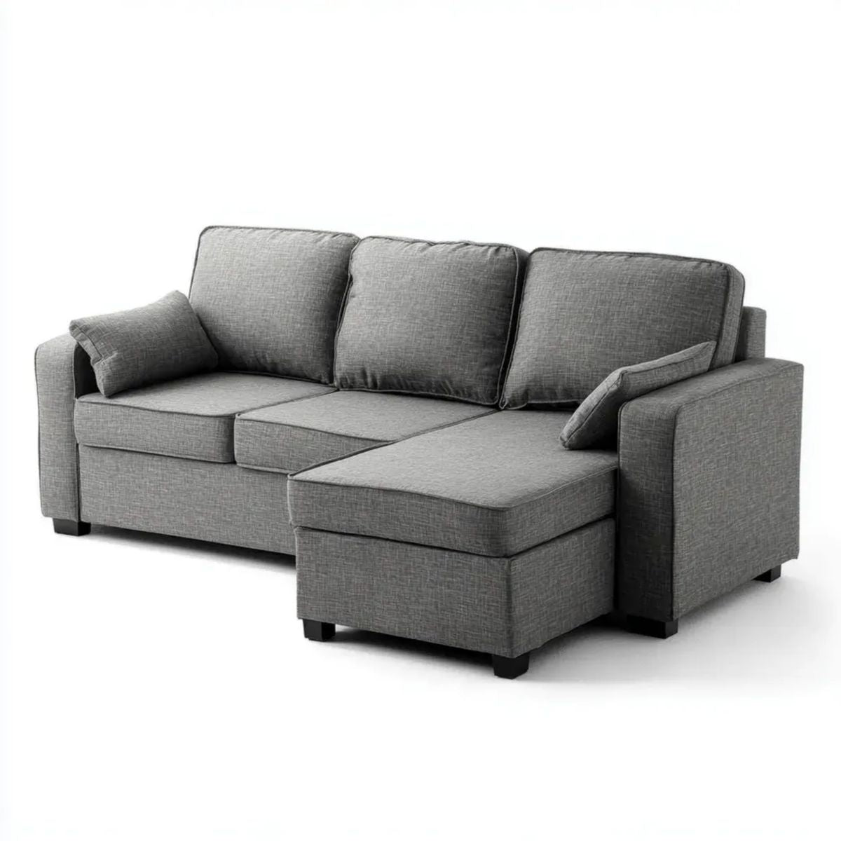 Sofa, Odwracalna sofa z 3 miejscami antracyt szary tkaniny, 220 x 145 x 85 cm