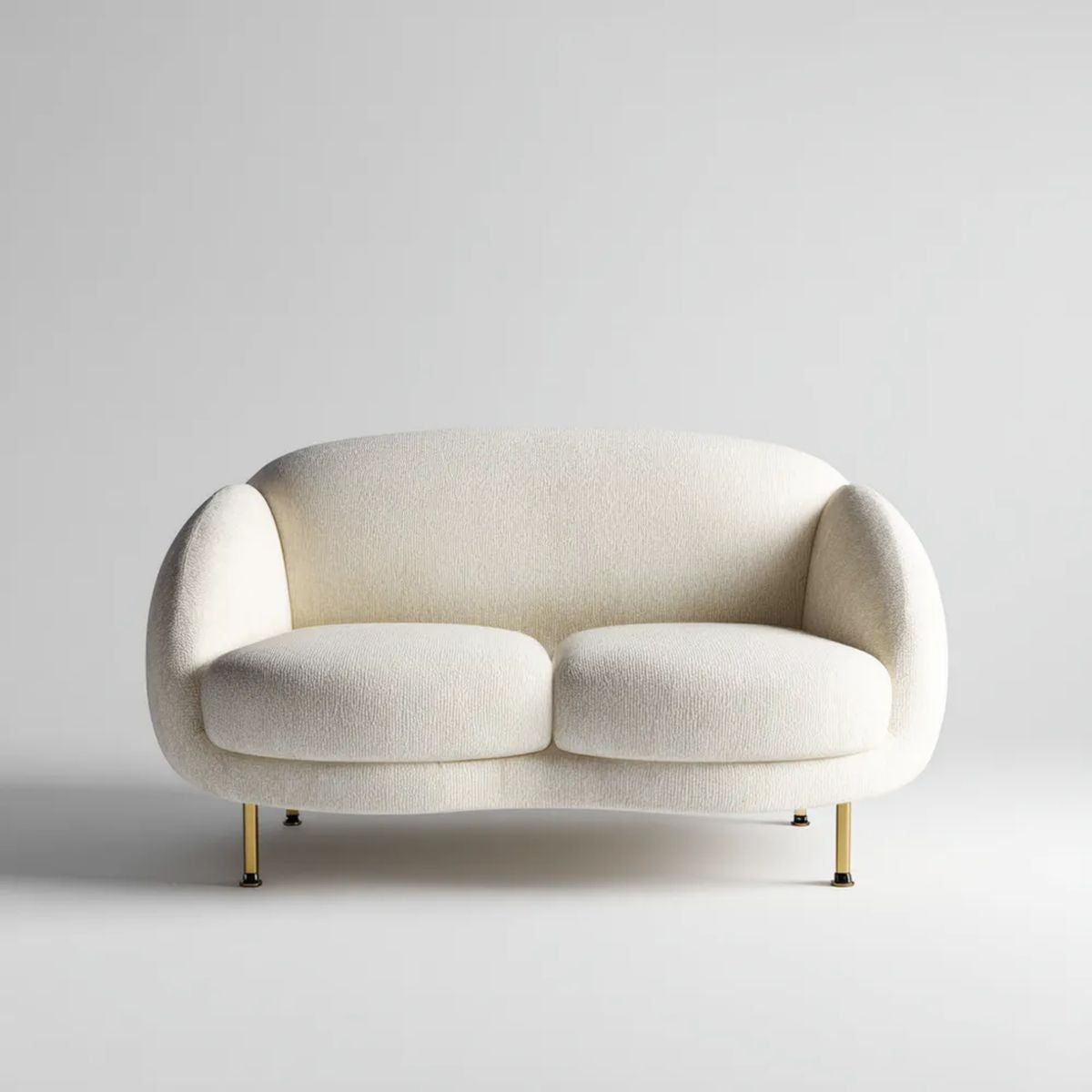 Sofa, 2-osobowa sofa fioletowo-biała w kręconych poliestrach, 160 x 85 x 78 cm
